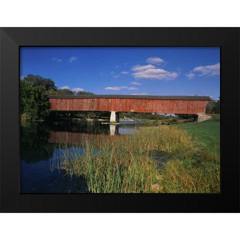 Canada, Montrose, West Montrose Covered Bridge Black Modern Wood Framed Art Print by Grandmaison, Mike