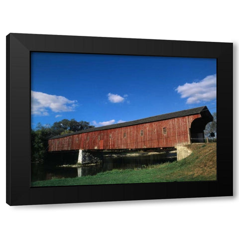 Canada, Montrose, West Montrose Covered Bridge Black Modern Wood Framed Art Print with Double Matting by Grandmaison, Mike