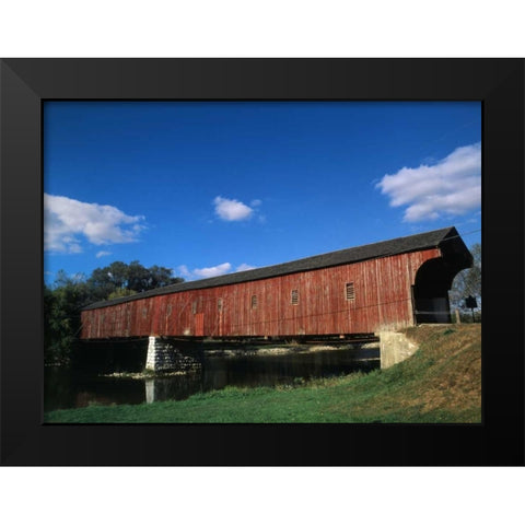 Canada, Montrose, West Montrose Covered Bridge Black Modern Wood Framed Art Print by Grandmaison, Mike