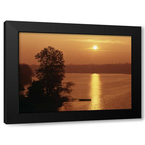 Canada, Ontario, London, Fanshawe Lake at sunrise Black Modern Wood Framed Art Print with Double Matting by Grandmaison, Mike