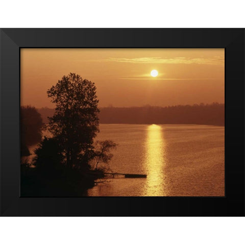 Canada, Ontario, London, Fanshawe Lake at sunrise Black Modern Wood Framed Art Print by Grandmaison, Mike