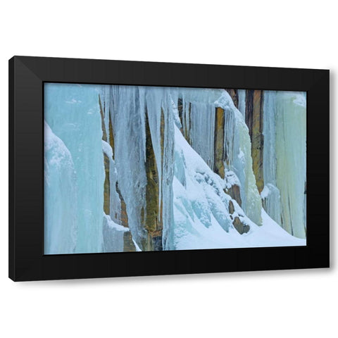 Canada, Baysville Ice from frozen waterfall Black Modern Wood Framed Art Print by Grandmaison, Mike