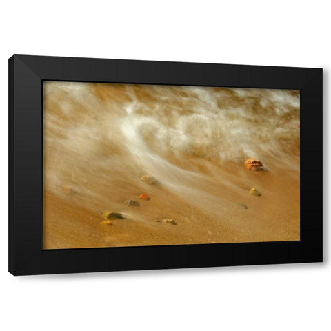 Canada, Ontario Waves crashing against pebbles Black Modern Wood Framed Art Print by Grandmaison, Mike