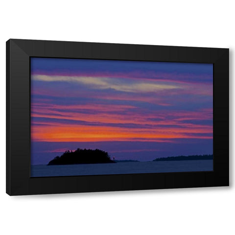 Canada Sunset and lighthouse on Georgian Bay Black Modern Wood Framed Art Print by Grandmaison, Mike