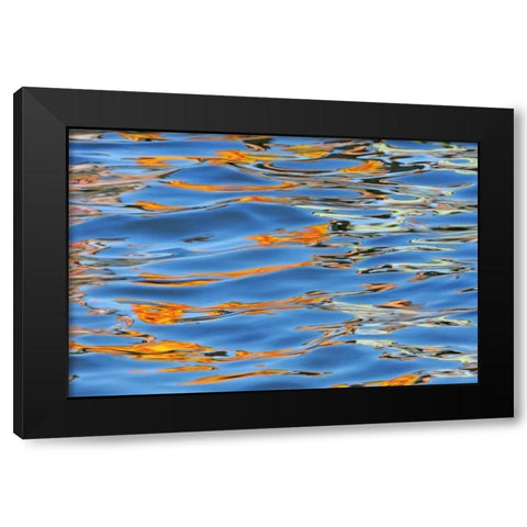Canada Detail of yellow boat on Lake Rosseau Black Modern Wood Framed Art Print by Grandmaison, Mike