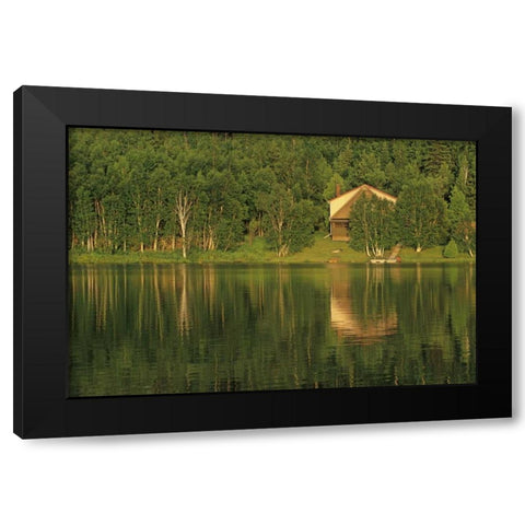 Canada, Sudbury Cottage on Tilton Lake at sunset Black Modern Wood Framed Art Print with Double Matting by Grandmaison, Mike