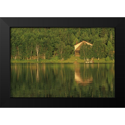 Canada, Sudbury Cottage on Tilton Lake at sunset Black Modern Wood Framed Art Print by Grandmaison, Mike