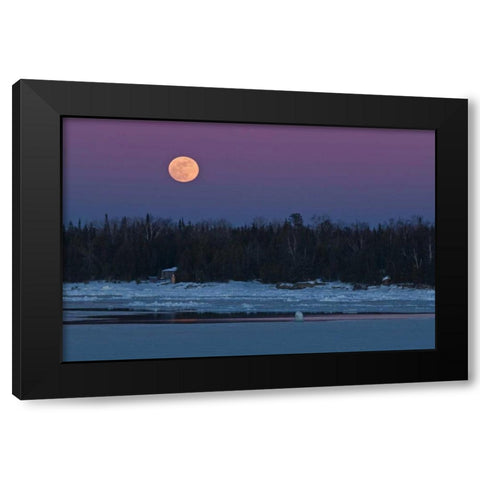 Canada, Ontario Full moon over Lake Huron Black Modern Wood Framed Art Print by Grandmaison, Mike
