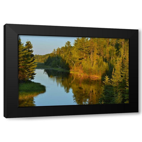 Canada, Ontario, Sunsett on water at Reed Narrows Black Modern Wood Framed Art Print with Double Matting by Grandmaison, Mike
