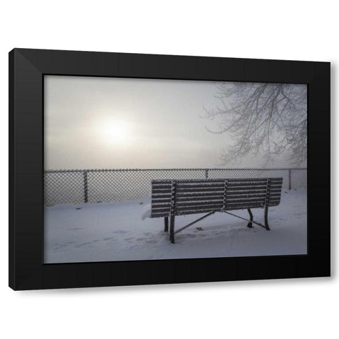 Canada, Ottawa Fog-shrouded winter scene Black Modern Wood Framed Art Print with Double Matting by Young, Bill