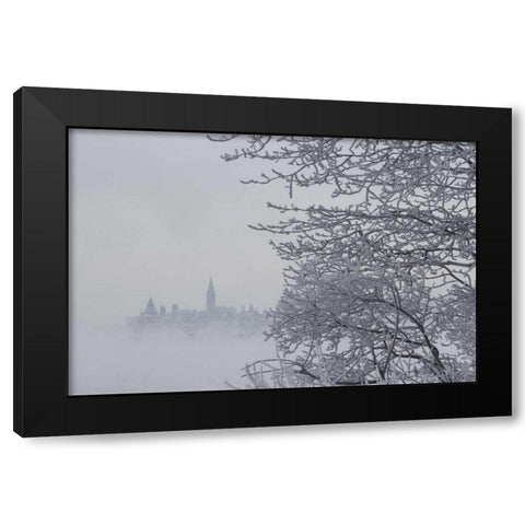 Canada, Ottawa, Ottawa River Parliament building Black Modern Wood Framed Art Print by Young, Bill