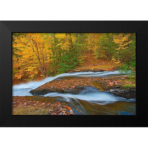 Canada-Ontario-Ullswater Waterfall at Hatchery Falls on the Skeleton River Black Modern Wood Framed Art Print by Jaynes Gallery