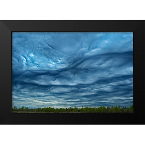 Canada-Ontario-Sault Ste Marie Asperitas clouds over Lake Superior Black Modern Wood Framed Art Print by Jaynes Gallery
