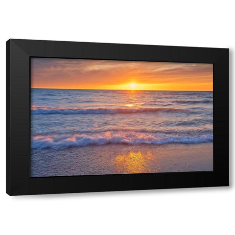 Canada-Ontario-Grand Bend Sandy beach on Lake Huron at sunset Black Modern Wood Framed Art Print with Double Matting by Jaynes Gallery