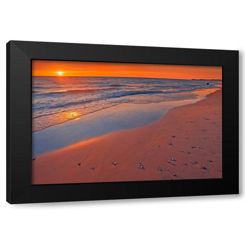 Canada-Ontario-Grand Bend Sandy beach on Lake Huron at sunset Black Modern Wood Framed Art Print with Double Matting by Jaynes Gallery