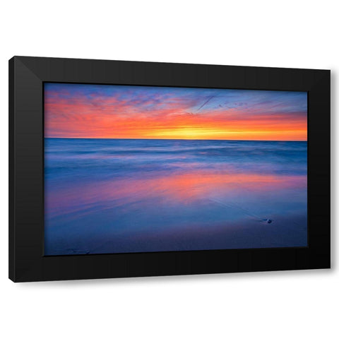 Canada-Ontario-Grand Bend Sandy beach on Lake Huron at sunset Black Modern Wood Framed Art Print with Double Matting by Jaynes Gallery