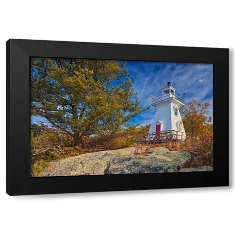 Canada-Ontario-Morson Lighthouse on Lake of the Woods Black Modern Wood Framed Art Print with Double Matting by Jaynes Gallery
