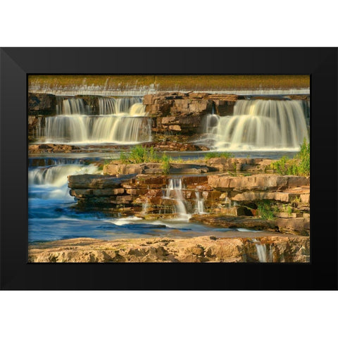 Canada-Ontario-Carleton Place Mississippi River waterfalls Black Modern Wood Framed Art Print by Jaynes Gallery