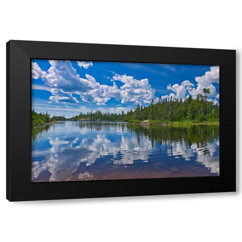 Canada-Ontario-Obatanga Provincial Park-Clouds reflected in Burnfield Lake Black Modern Wood Framed Art Print with Double Matting by Jaynes Gallery