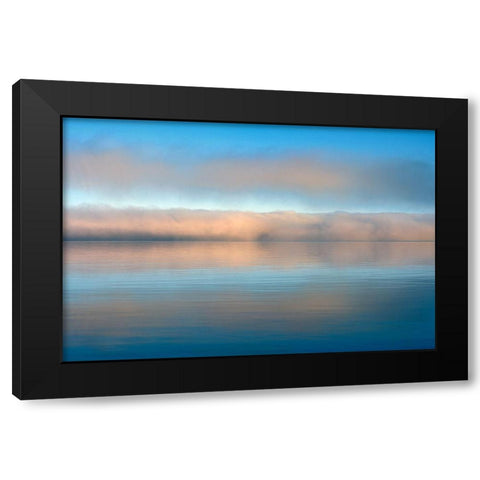 Canada-Ontario-Rossport Fog on Lake Superior at sunrise Black Modern Wood Framed Art Print by Jaynes Gallery