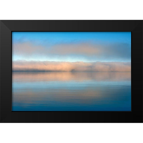 Canada-Ontario-Rossport Fog on Lake Superior at sunrise Black Modern Wood Framed Art Print by Jaynes Gallery