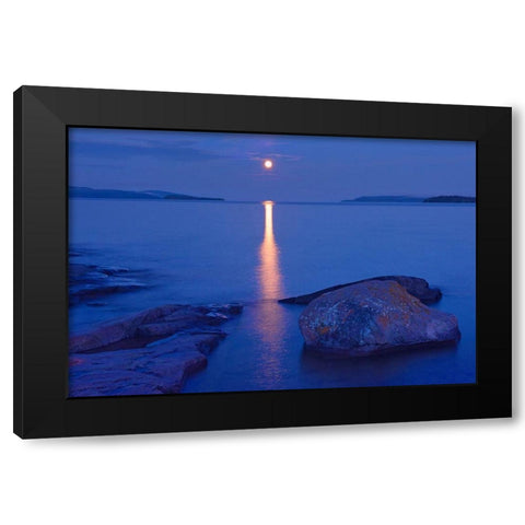 Canada-Ontario-Rossport Moon over Lake Superior Black Modern Wood Framed Art Print with Double Matting by Jaynes Gallery