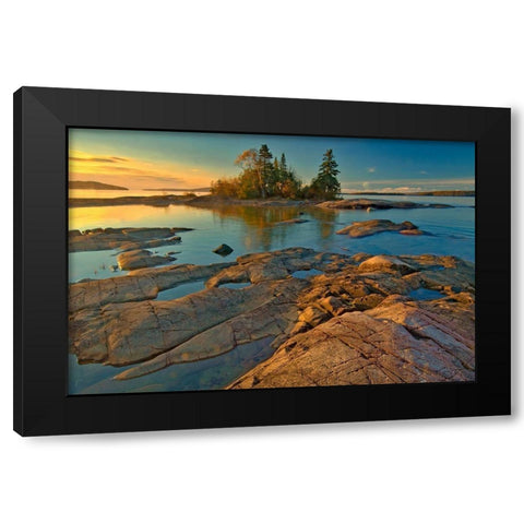 Canada-Ontario-Caron Island and Lake Superior St sunrise-Rossport Black Modern Wood Framed Art Print by Jaynes Gallery