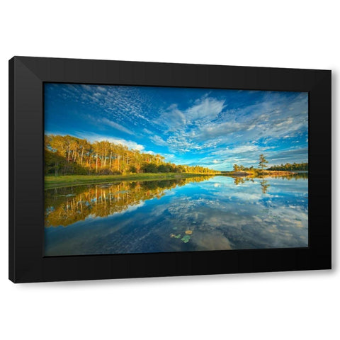 Canada-Ontario-Kenora Clouds reflected in Middle Lake at sunset Black Modern Wood Framed Art Print with Double Matting by Jaynes Gallery