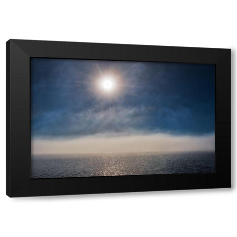 Canada-Ontario-Longlac Sunburst and fog on Long Lake Black Modern Wood Framed Art Print by Jaynes Gallery