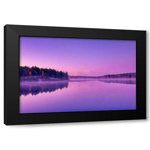 Canada-Ontario-Sudbury Dawn light on Lake Laurentian Black Modern Wood Framed Art Print by Jaynes Gallery