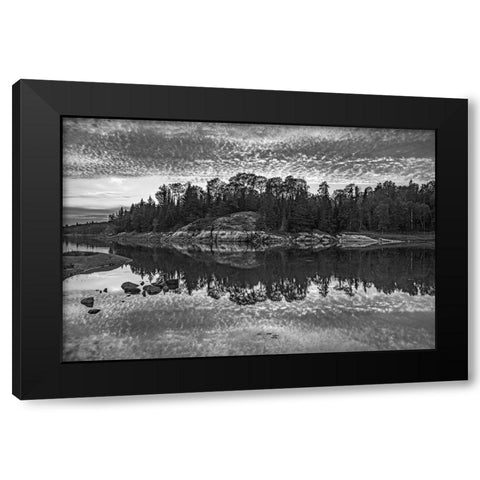 Canada-Ontario-Kenora District Black and white of clouds reflected in Middle Lake Black Modern Wood Framed Art Print with Double Matting by Jaynes Gallery