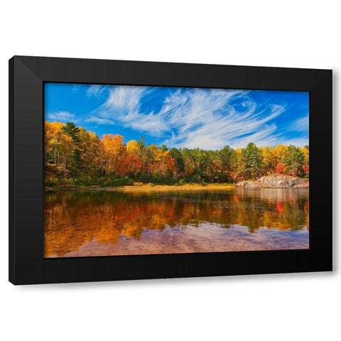 Canada-Ontario-Chutes Provincial Park Reflection on the Aux Sables River in autumn Black Modern Wood Framed Art Print with Double Matting by Jaynes Gallery