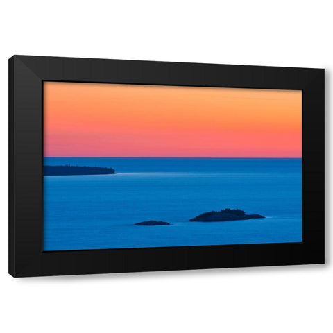 Canada-Ontario-Lake Superior Provincial Park Islands in Lake Superior at sunset Black Modern Wood Framed Art Print with Double Matting by Jaynes Gallery