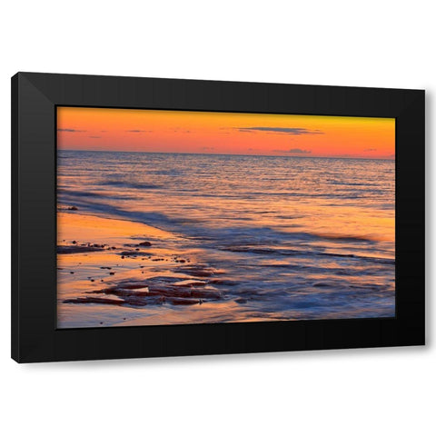 Canada-Prince Edward Island-Cable Head Shoreline along Gulf of St Lawrence at sunset Black Modern Wood Framed Art Print by Jaynes Gallery