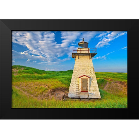 Canada-Prince Edward Island St Peters Harbour Lighthouse Black Modern Wood Framed Art Print by Jaynes Gallery