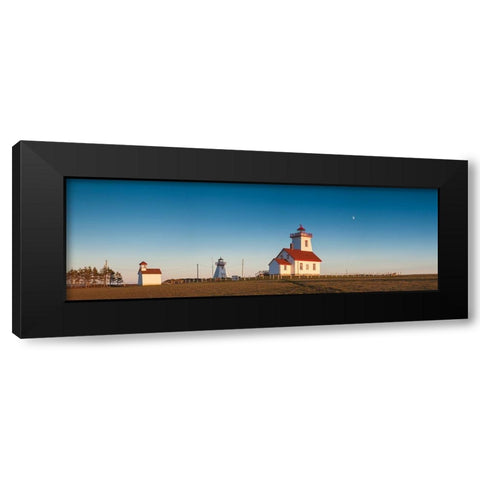 Canada-Prince Edward Island-Wood Islands-Wood Islands Lighthouse-sunset Black Modern Wood Framed Art Print with Double Matting by Bibikow, Walter