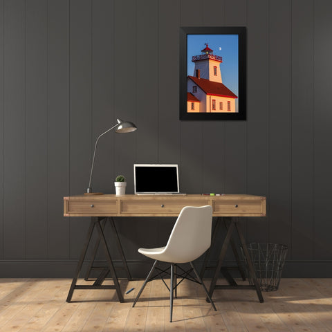 Canada-Prince Edward Island-Wood Islands-Wood Islands Lighthouse-sunset Black Modern Wood Framed Art Print by Bibikow, Walter