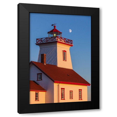 Canada-Prince Edward Island-Wood Islands-Wood Islands Lighthouse-sunset Black Modern Wood Framed Art Print by Bibikow, Walter