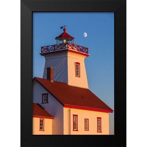 Canada-Prince Edward Island-Wood Islands-Wood Islands Lighthouse-sunset Black Modern Wood Framed Art Print by Bibikow, Walter
