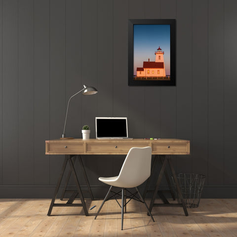 Canada-Prince Edward Island-Wood Islands-Wood Islands Lighthouse-sunset Black Modern Wood Framed Art Print by Bibikow, Walter