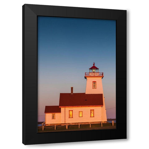 Canada-Prince Edward Island-Wood Islands-Wood Islands Lighthouse-sunset Black Modern Wood Framed Art Print by Bibikow, Walter
