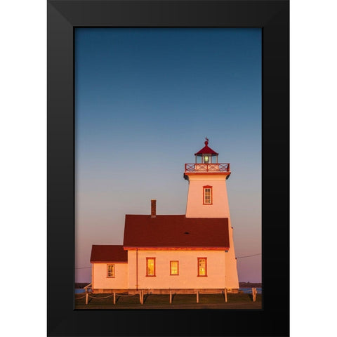 Canada-Prince Edward Island-Wood Islands-Wood Islands Lighthouse-sunset Black Modern Wood Framed Art Print by Bibikow, Walter