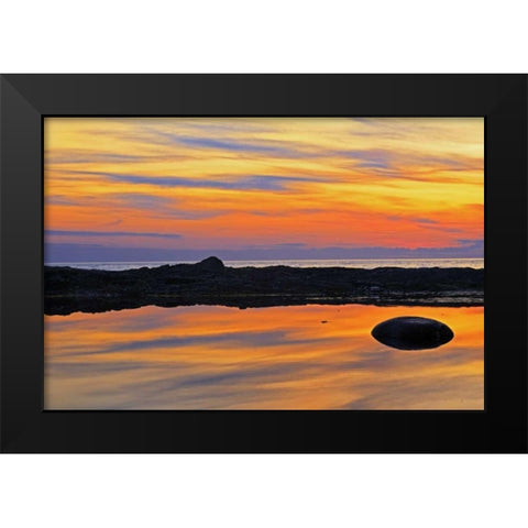 Canada, Quebec Reflection on water at sunset Black Modern Wood Framed Art Print by Grandmaison, Mike