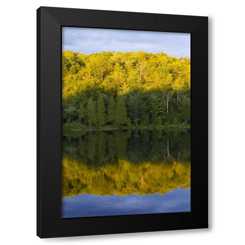 Canada, Quebec, Sunset on Lake Long Pond Black Modern Wood Framed Art Print with Double Matting by Delisle, Gilles