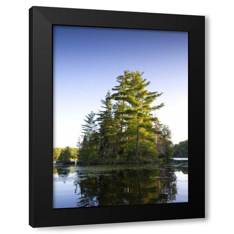 Canada, Quebec Island on Lake Long Pond Black Modern Wood Framed Art Print by Delisle, Gilles