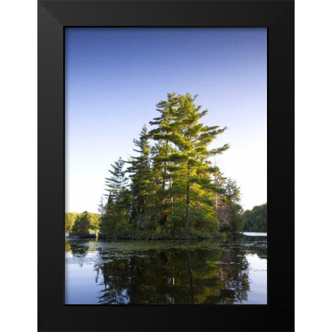 Canada, Quebec Island on Lake Long Pond Black Modern Wood Framed Art Print by Delisle, Gilles