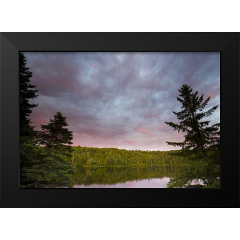 Canada, Quebec Sunset over Lake Long Pond Black Modern Wood Framed Art Print by Delisle, Gilles