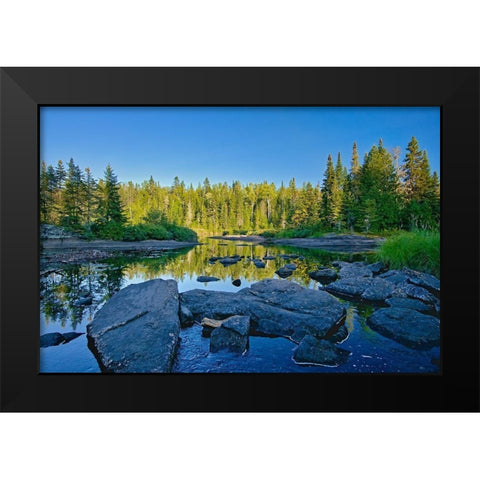 Canada-Quebec-La Mauricie National Park Ruisseau Bouchard Creek landscape Black Modern Wood Framed Art Print by Jaynes Gallery