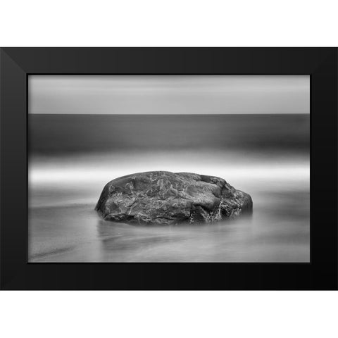 Canada-Quebec-Pointe-aux-Anglais Rock on shore of Gulf of St Lawrence Black Modern Wood Framed Art Print by Jaynes Gallery