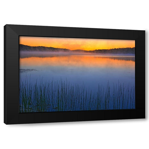 Canada-Quebec-Chibougamau Fog over Lac Sauvage at dawn Black Modern Wood Framed Art Print with Double Matting by Jaynes Gallery